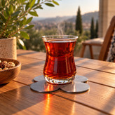 زیر لیوانی استیل طرح گل بسته 4 عددی